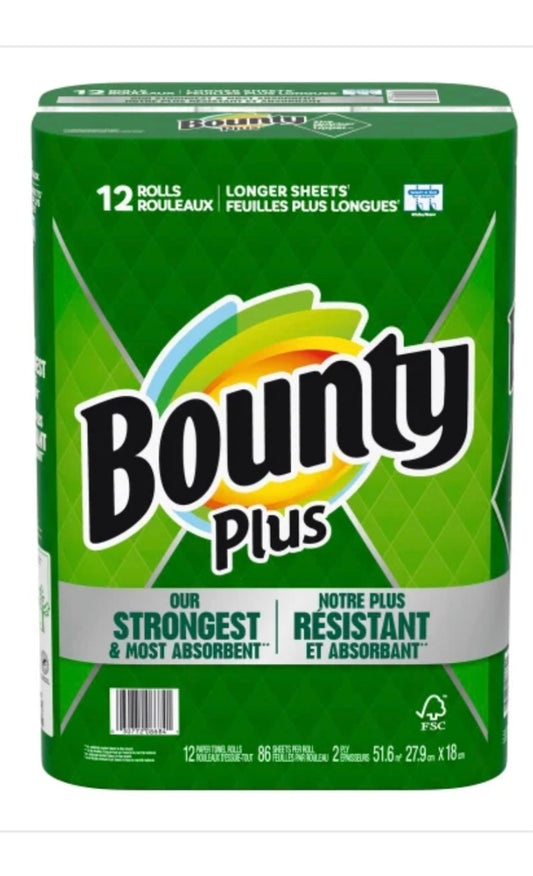 Bounty Plus Paper Towels 12 Rolls x 86 Sheets